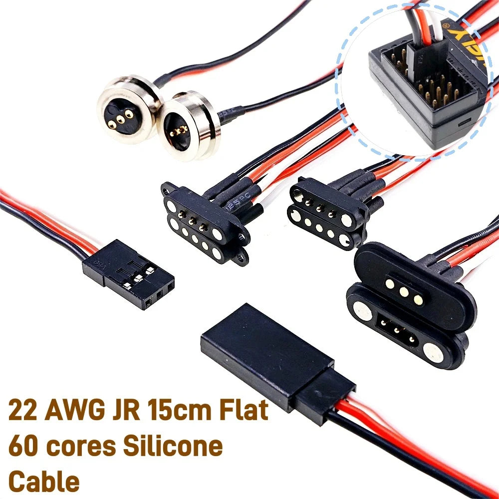 1/5 Pairs Magnetic Snap-on JR Servo Extension Cable for RC Drone Glider Airplane Models 60 CoresDIY Upgrate