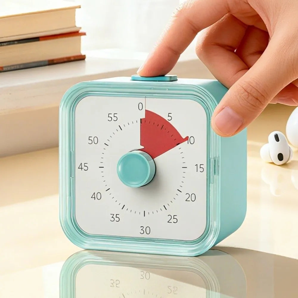 60 Minutes Visual Timer Round/Square Ultra Silent Countdown Alarm Clock Self-discipline Visualization Kitchen Timer