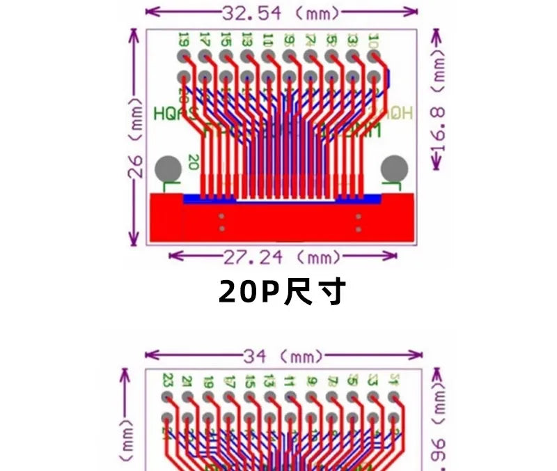 FPC/FFC Adapter Board Welded 0.5mm/1.0mm Spacing Connector Turned Straight Into 2.54 Flexible Cable Adapter Seat