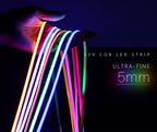 Super Thin 5mm COB LED Strip 1m 2m 3m 4m 5m High Density Flexible Neon LED Tape Ribbon For Home Room Decor TV Backlight Lighting