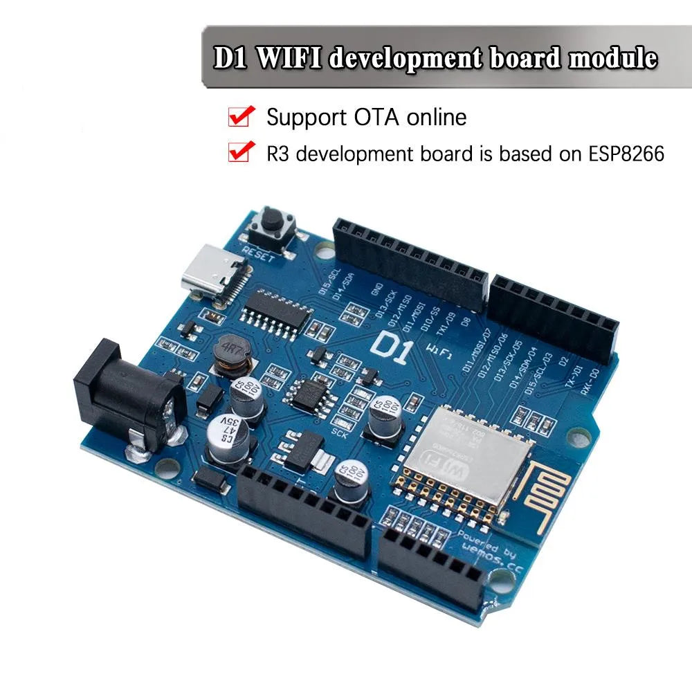 WeMos D1 UNOR3 CH340 ESP-12E CH340G WiFi Development Board Based ESP8266 Shield Smart Electronic PCB For Arduino Compatible IDE