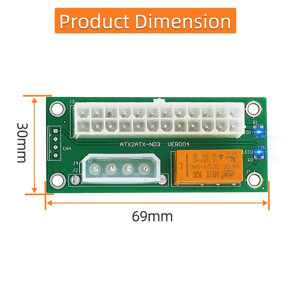 Dual PSU Power Supply Sync Adapter Board with LED Add2psu ATX 24Pin To 4pin Molex Synchronous Connector Riser Cable Miner Mining
