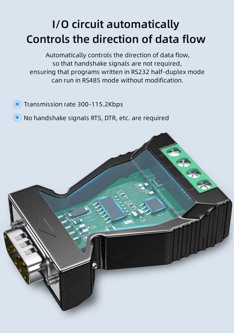 2PCS DTECH Plug And Play DB9 Male RS232 Serial To RS485 Converter DT-9001B