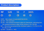 10PCS Thermistor NTC Negative Temperature Coefficient MF52D 10K/100K Probe with Wire Temperature Sensor 3950