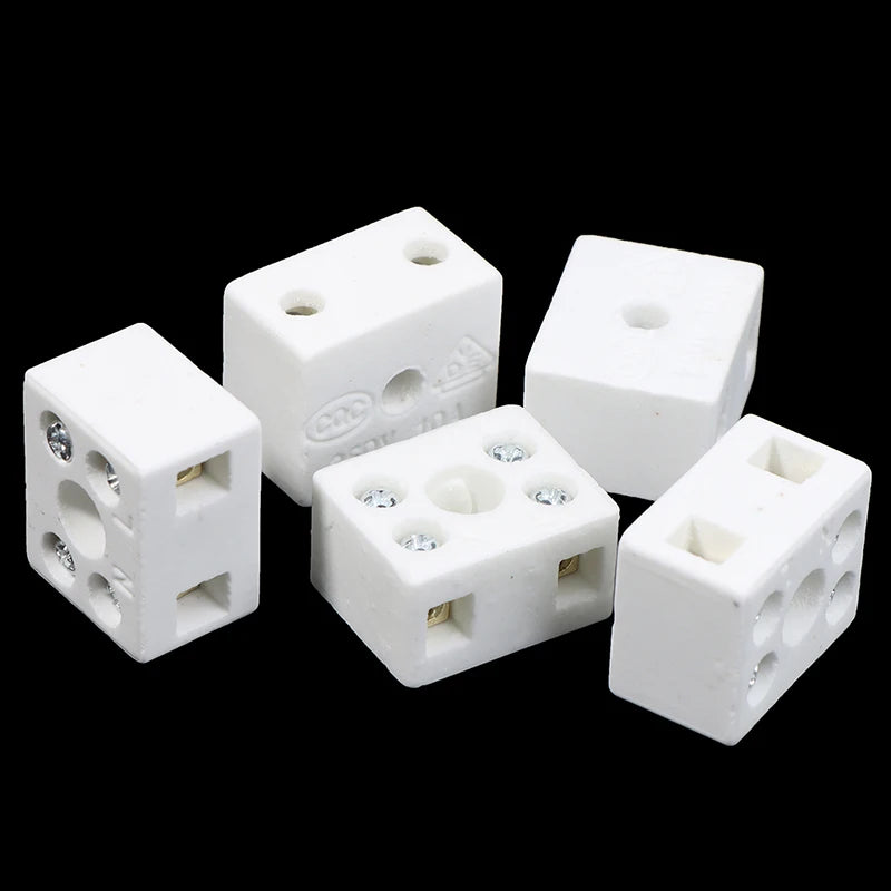 5PCS /Lot 2 Postion 5 Hole Ceramic Wiring Terminal Block High Frequency Porcelain Dual Row Wire Connector