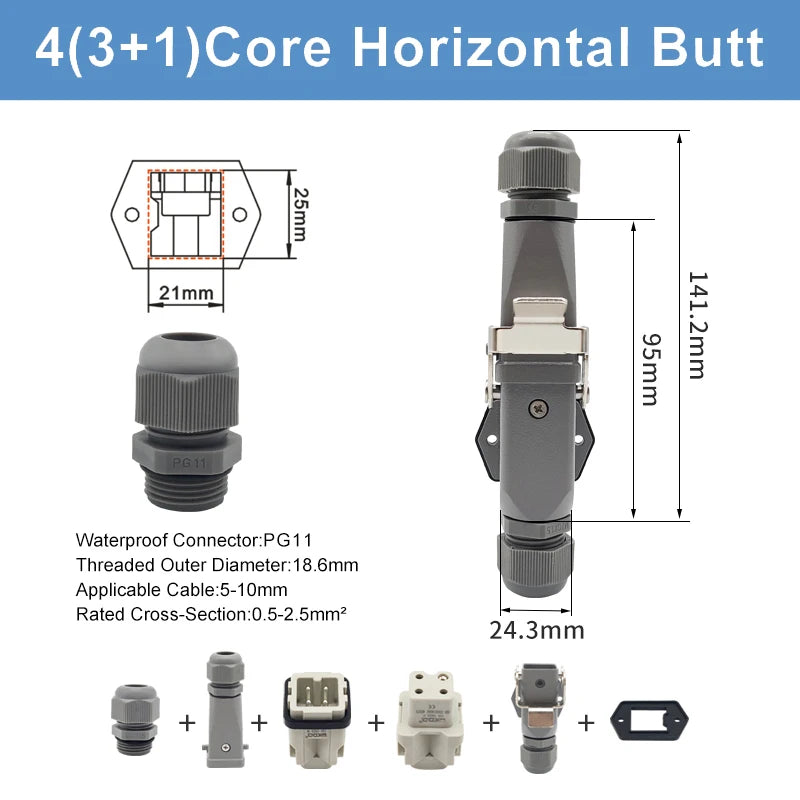 HA Heavy Duty Connector Kit 4/5/6/8 Core Pins Male&Female Insert Plug HDC-HA Rectangular Waterproof Industrial Aviation Socket
