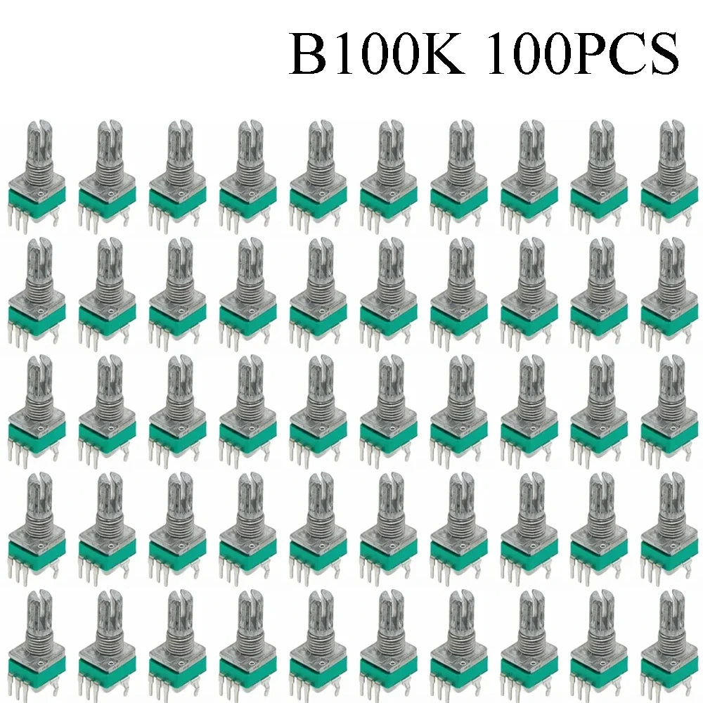 100PCS RK097 Precision Linear Potentiometer Vertical Single Link Shank 15mm D axis B2K B10K B20K B50K B100K B500K B1M