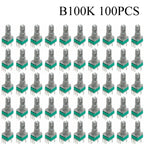 100PCS RK097 Precision Linear Potentiometer Vertical Single Link Shank 15mm D axis B2K B10K B20K B50K B100K B500K B1M
