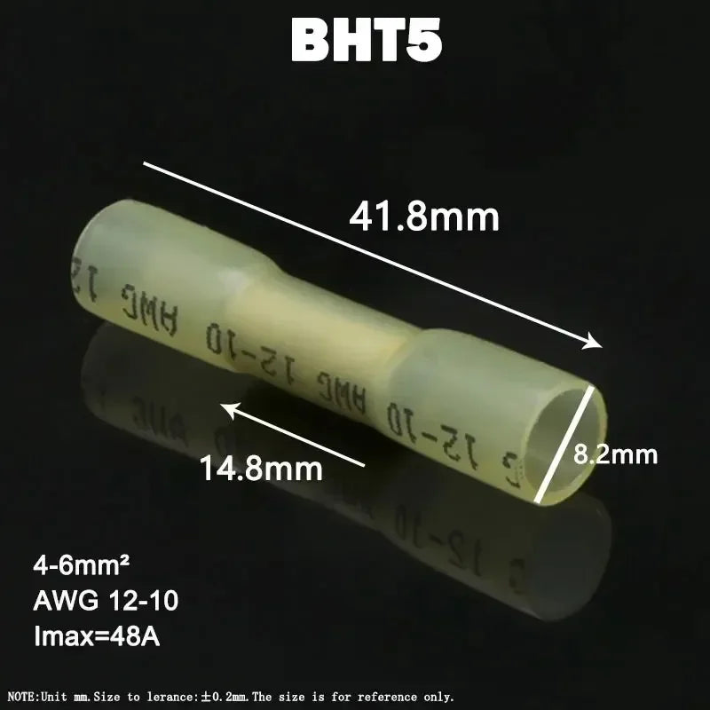 10-1000PCS Heat Shrink Butt Wire Connectors AWG 24-10 0.3-6.0mm2 Waterproof Insulated Automobile Wire Cable Crimp Terminal