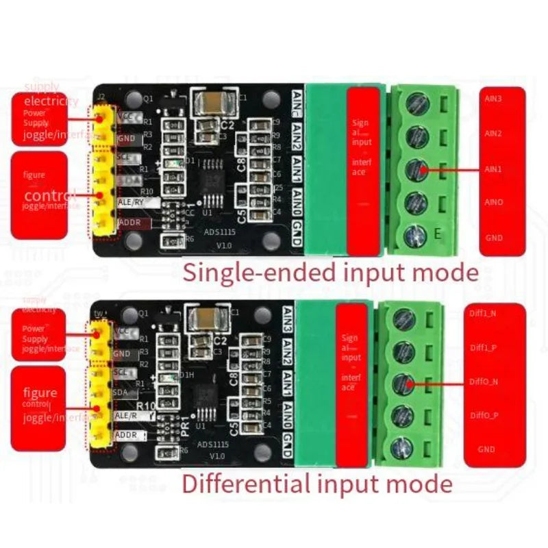 ADS1115 analog-to-digital converter - 4-channel high-precision 16-bit ADC data acquisition module - I2C communication