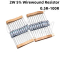 20pcs 2W 5% Wirewound Resistor Fuse 0.05R 0.1R 0.15R 1R 2.2R 4.7R 5.1R 10R 20R 22R 47R 51R 100R  0.1 0.22 0.33 0.47 0.5 1 ohm