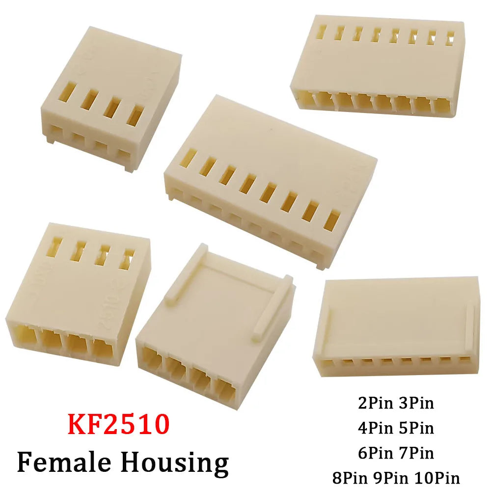 100Pcs KF2510 Connector 2.54mm Pitch 2P-10Pin Straight/Curved Male Female Socket Housing Plug Pin Header Crimp Terminals KF-2510
