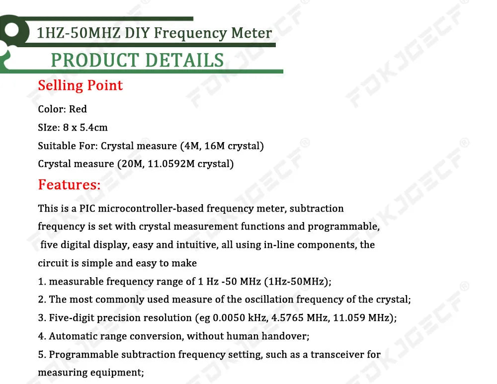 1Hz-50MHz Digital LED Crystal Oscillator Frequency Counter Tester DIY Kit 5 Digits High Precision Digital Frequency Meter Module