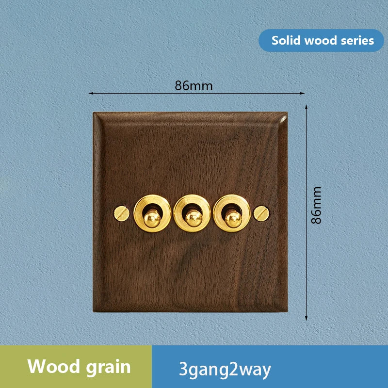 1/2/3/4gang1/2way European Vintage Passage Wall Light Solid Wood Brass Toggle Panel Switch Power Outlet, Antique Home Decor