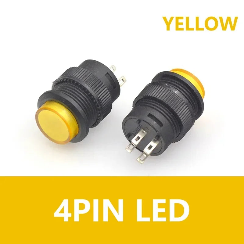 5pcs R16-503 Self-locking Momentary Switch 4Pin Latching Self-reset ON-OFF 16mm Push Button Switch with LED Light