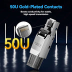 JEYI CAT8/CAT7/CAT6A RJ45 Toolless Ethernet Cable Connector 40Gbps/10Gbps Shielded Network Cable Plug for 22-24AWG STP Lan Cable