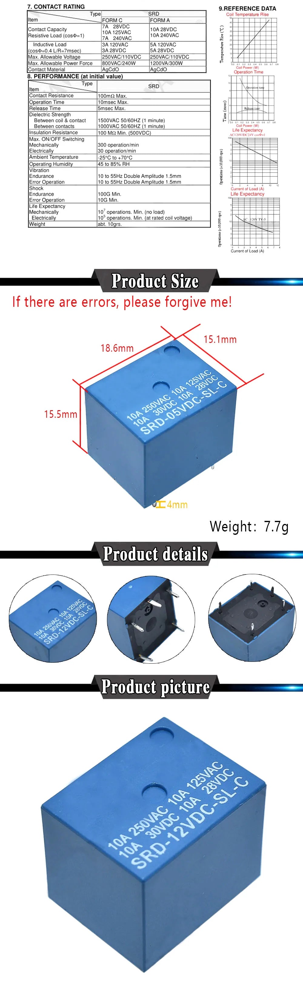 Power Relay SRD-12VDC-SL-C SRD-03V 05V 09V 12V 24VDC-SL-A -SL-C 5V DC SRD-05VDC-SL-C 5Pin