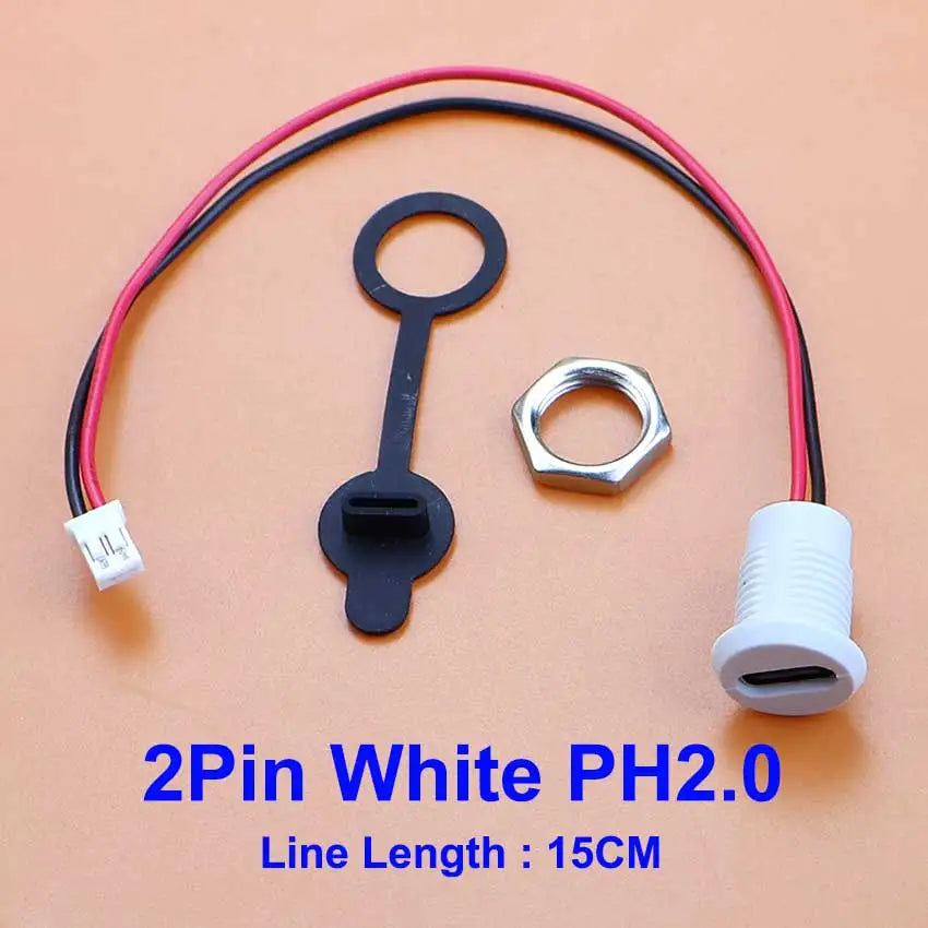 1/5pcs USB Type C Connector Type-C Female Socket With PH2.0 Terminal Nut Locking Plate Waterproof Charging Jack Port 15cm Wire