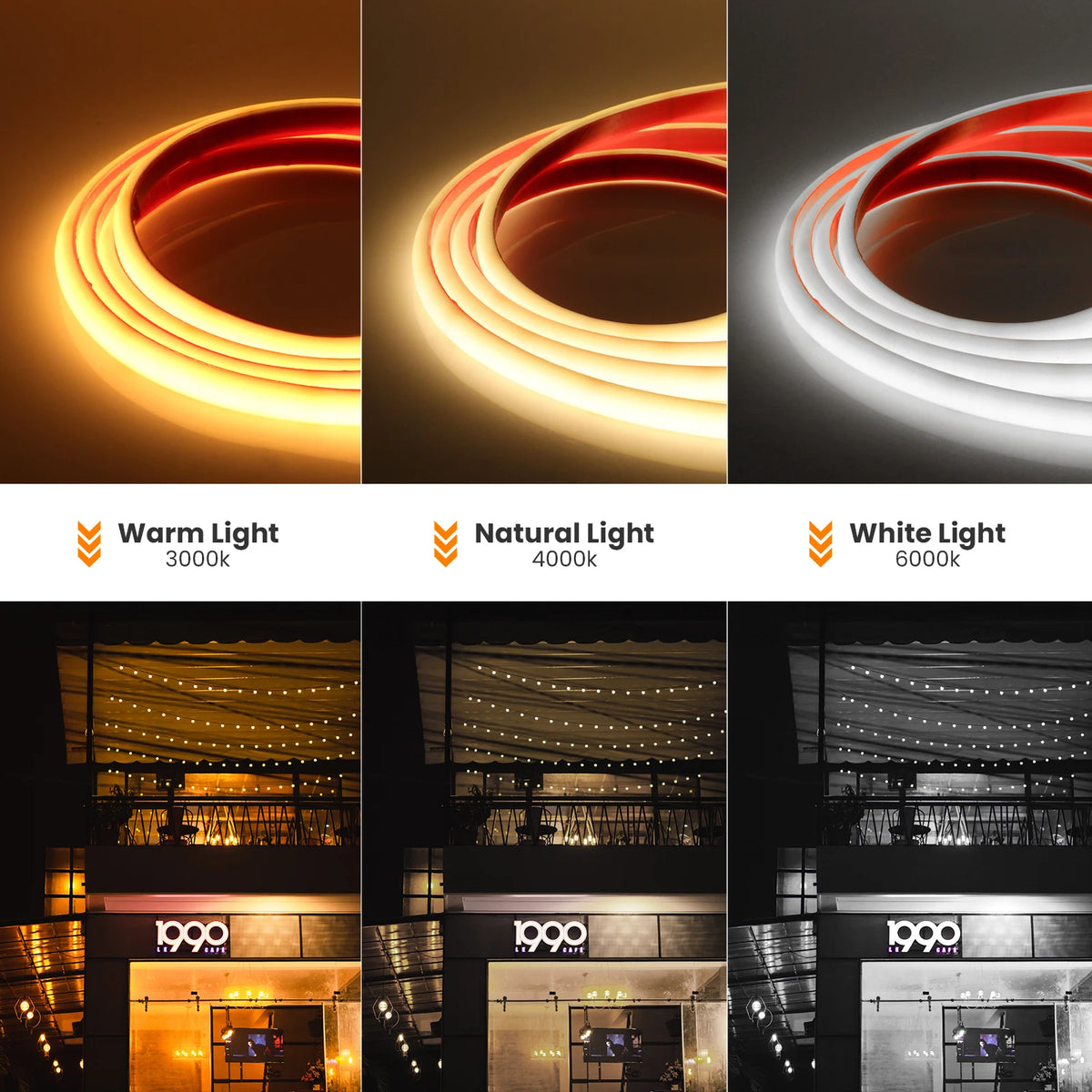 IP68 Waterproof COB LED Strip Light 12V 24V Flexible LED Neon Tape 320LEDs/m High Density Linear Light Outdoor Swimming Pool