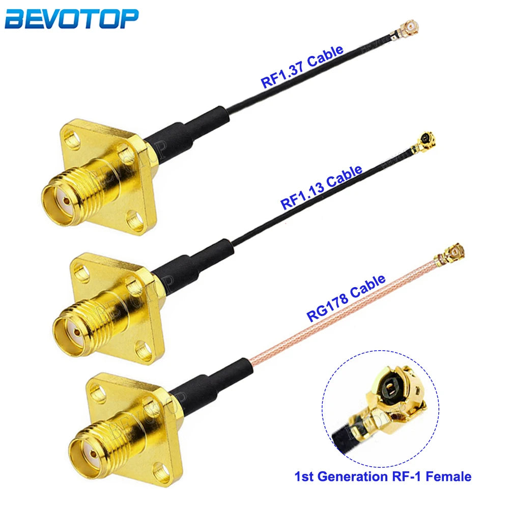 1Pcs 4-Hole Panel Mount SMA Female Flange to IPX RF-1 Connector RF1.13/RF1.37/RG178 WIFI Antenna Pigtail Extension Jumper Cord