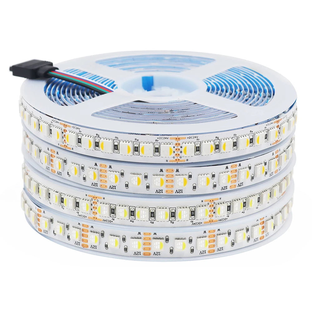 5m RGBW RGBWW Led Strip Light 4 Colors In 1 Chip 12V 24V 5050 120 60 108 LEDs Flexible Tape Ribbon RGB Warm White DC Home Decor