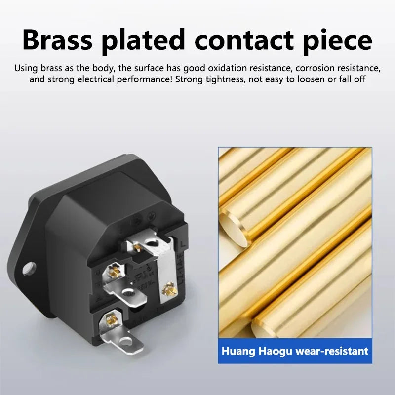 10A 250V Inlet Module Plug Rocker Switch Male Power Socket 3 Pin IEC320 C14 Switch + Fuse New