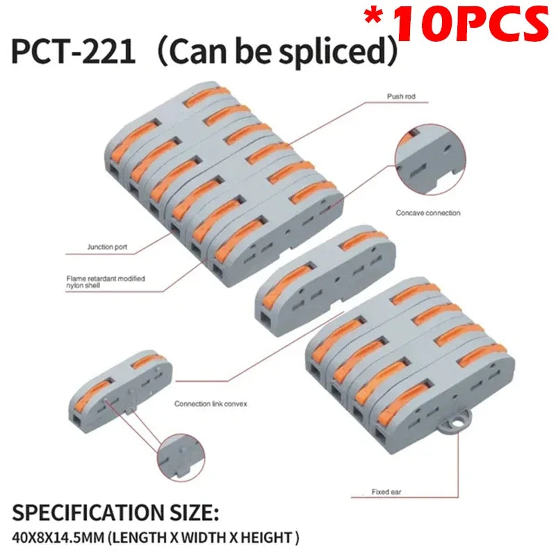10pcs Compact 1/2/3/4/5 in Multiple Out Wire Connector - Speedy Splicing, 0.08-4.0mm  for Home Wiring Conductor Terminal