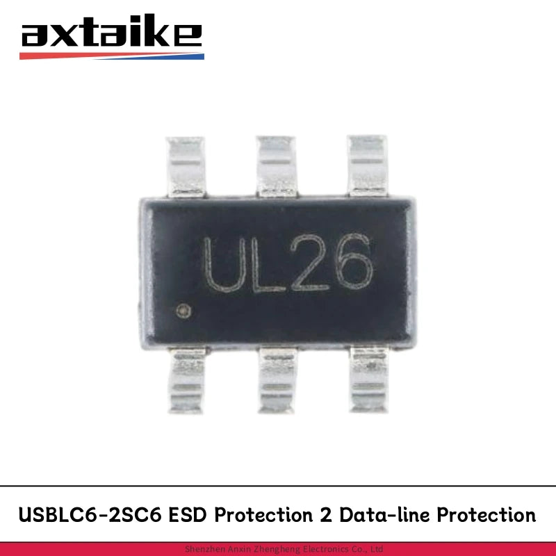 50PCS USBLC6-2SC6 UL26 SOT23-6 USBLC6-2 SMD Very Low Capacitance ESD Protection 2 Data-line Protection Diode IC