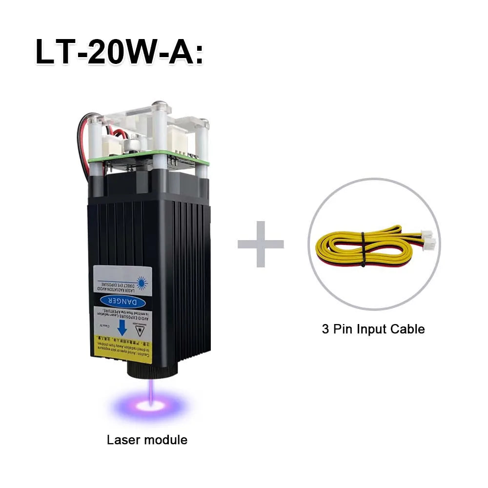 LASER TREE 20W Laser Module 450nm 40W TTL Blue Light Laser Engraver Head for Laser Engraving Cutting Machine Wood Working Tools