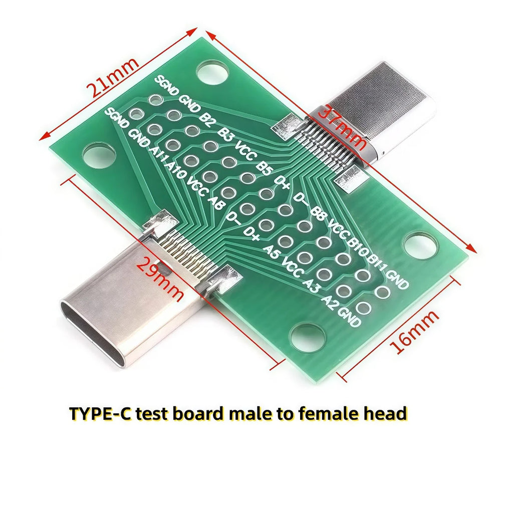 1Pcs Type-C Male to Female USB 3.1 Test PCB Board Adapter Type C 24P 2.54mm Connector Socket For Data Line Wire Cable Transfer