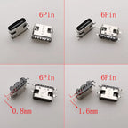 15Models/Box Type C USB-C JACK Charging Dock Connectors Mix 6Pin and 16Pin Type-C Female SMD DIP PCB Soldering DIY Repair Socket