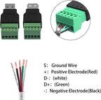 USB 2.0 Type A Male/Female to 5 Pin Screw Block Connector USB Jack with Shield USB2.0 to Screw Terminal Plug Adapter Converter