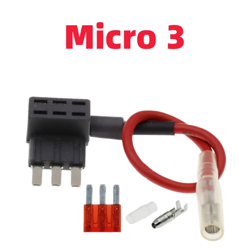 12V MINI SMALL MEDIUM Size Car Fuse Holder Add-a-circuit TAP Adapter with 10A Micro Mini Standard ATM Blade Fuse