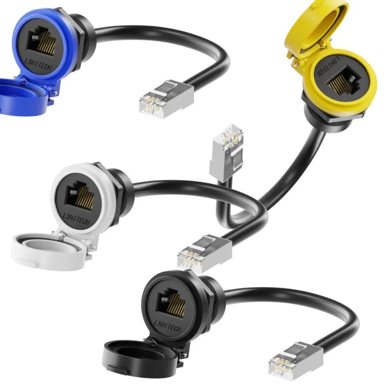 LR22 RJ45 Signal Connector 8P8C Ethernet IP65 Waterproof Retardant Terminal Network LAN CableAdapter Socket with Cap Cover