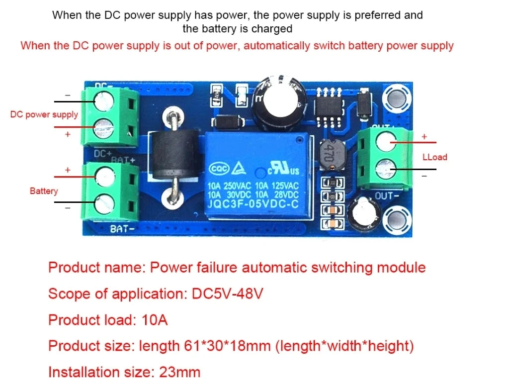 YX-804 YX-850 Power Outage Automatic Switching Battery Controller Board DC 5V 12V-48V Emergency Automatic Conversion Module