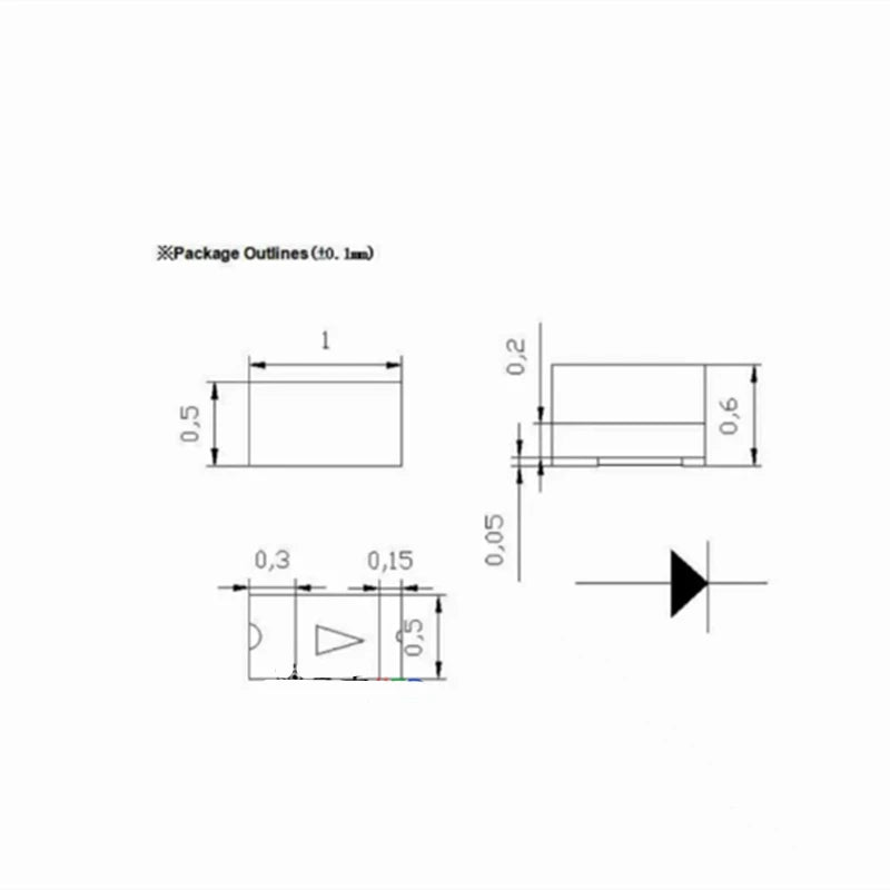 Highlight 0402 Yellow SMD LED, Reversed Polarity Mini 1005 Small Size Light-emitting Diode