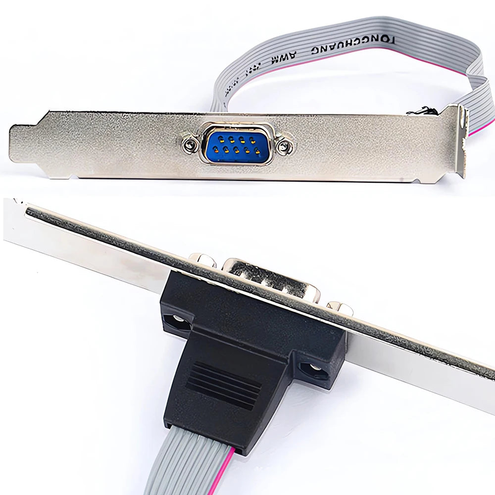 1pcs for Motherboard 9 Pin RS232 DB9 Pin Com Port Ribbon Serial Cable Connector Bracket Male High Quality Supplies Accessories