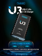 ToolkitRC U3 2-3S LiPo UN3 4-8S USB-C NiMh Battery Charger 2A 25W Balance Port Direct Charge for RC Model FPV Drone Car Airplane