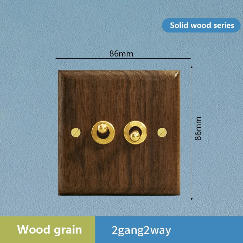 1/2/3/4gang1/2way European Vintage Passage Wall Light Solid Wood Brass Toggle Panel Switch Power Outlet, Antique Home Decor