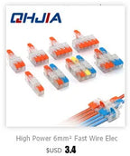 High Power 6mm² Fast Wire Electrical Connectors Universal Compact Splitter Push-in  Cable Wire Connector Fast Terminal Block