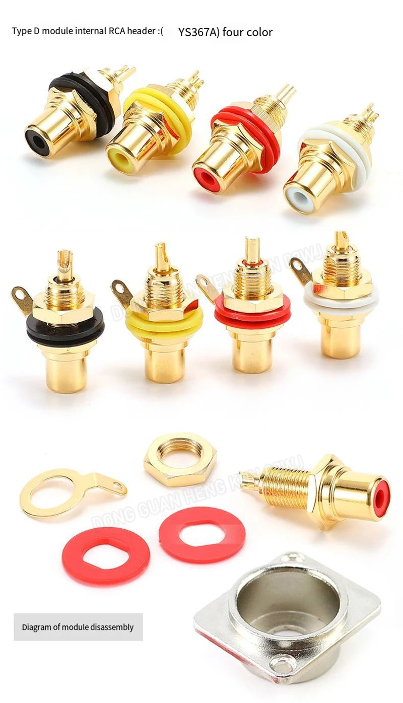 D Type RCA Female Jack YS367A Mounting Module Solder Socket AV Audio Video Connector for DVD Panel