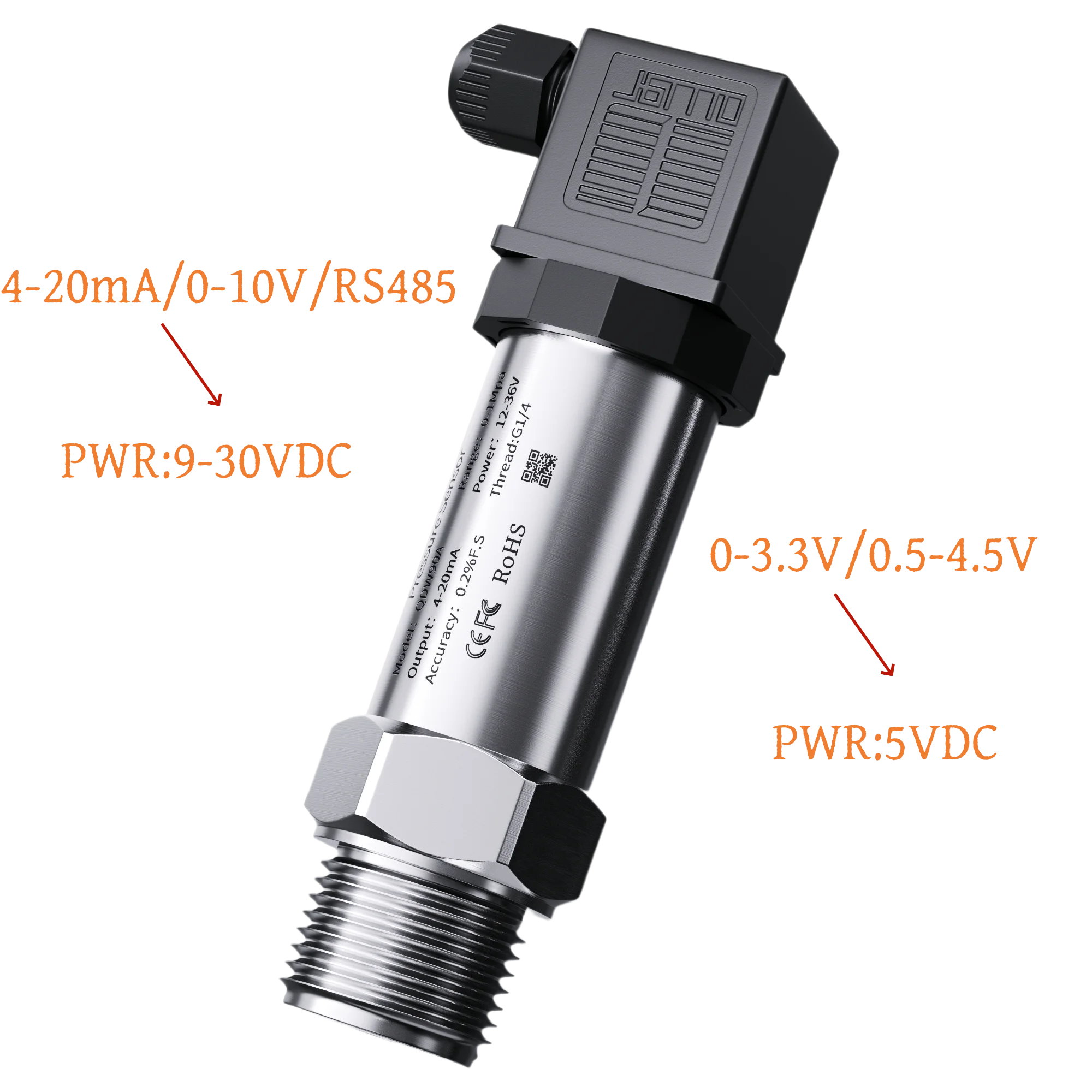 Pressure Transmitter 4-20ma 0-10V  RS485 Digital Pressure Sensor NPT1/4 16bar 200bar 4-20mA Pressure Sensor Transducer