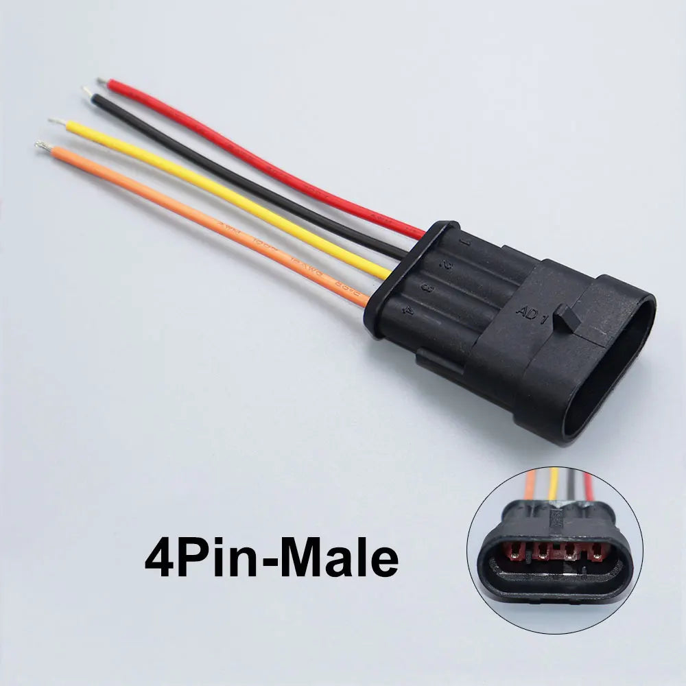 YanXi AMP 1/2/3/4/5/6 Pin Way Waterproof Electrical Auto Connector Male Female Plug with Wire Cable Harness For Car Motorcycle