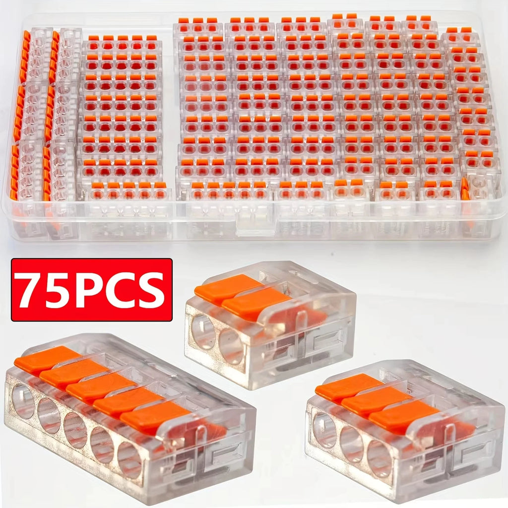 Quick PlugIn Multi Port Universal Orange Wire Connector Terminals Two Hundred Fifty Volt Thirty Two Amp Electrical Connectors