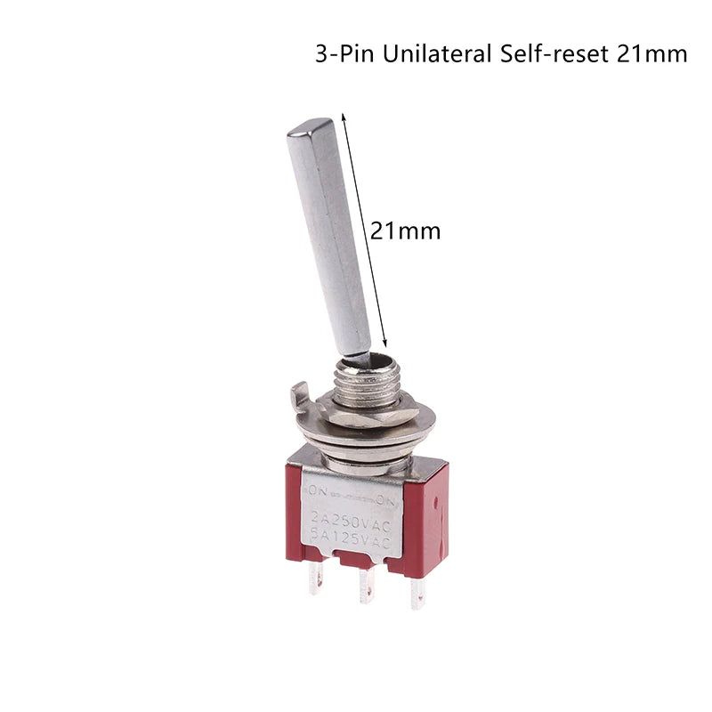 Toggle Switch 3Pin 3/2 Position Self-locking/Self-resetting ON OFF ON DPDT SPST DPST 5A 125VAC 2A 250VAC Latching Flat Handle