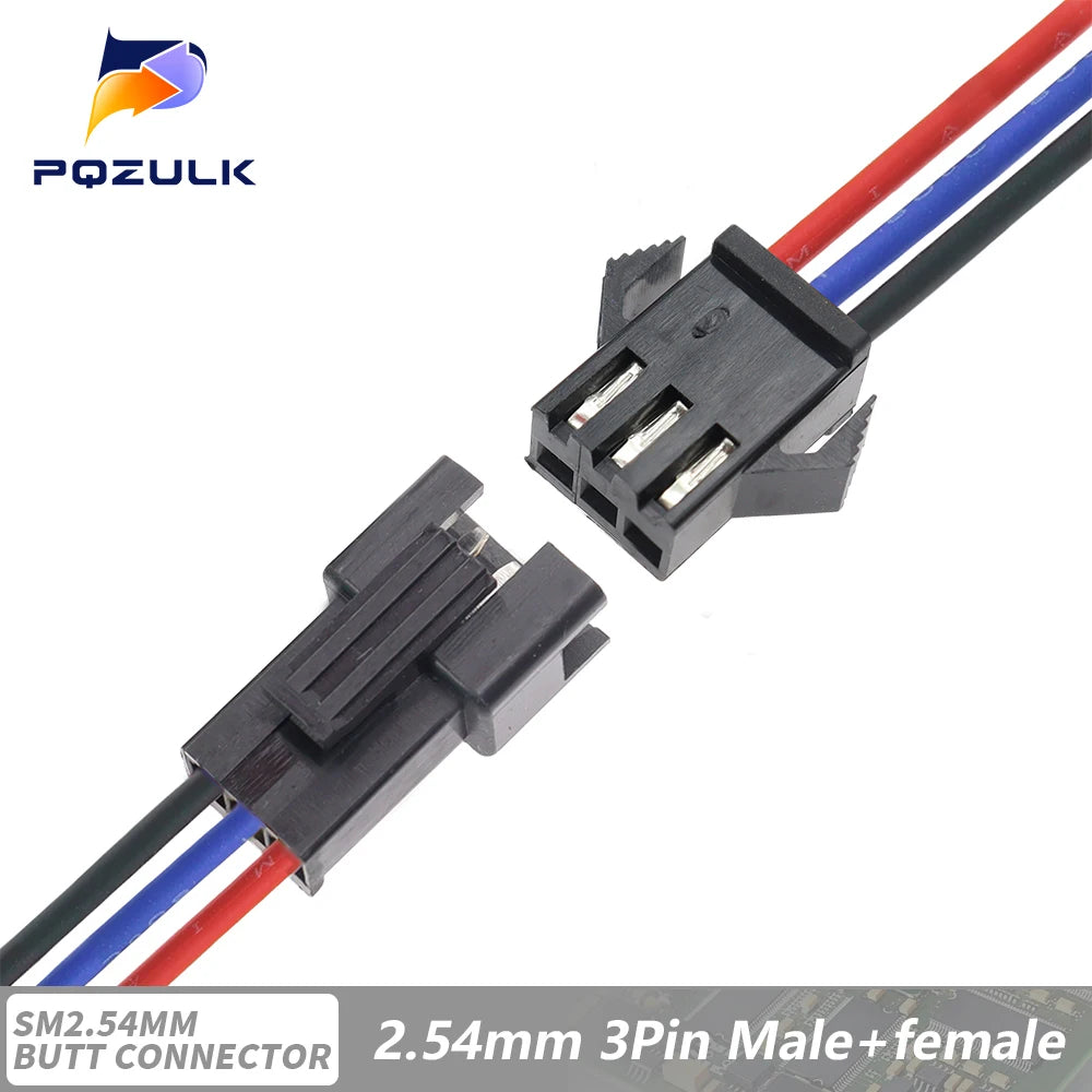 5PCS JST SM 2/3/4/5/6Pins 2.54MM Plug Male to Female Wire Connector Cable Pigtail Plug LED Connecting line 20cm Long