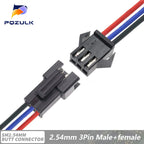 5PCS JST SM 2/3/4/5/6Pins 2.54MM Plug Male to Female Wire Connector Cable Pigtail Plug LED Connecting line 20cm Long