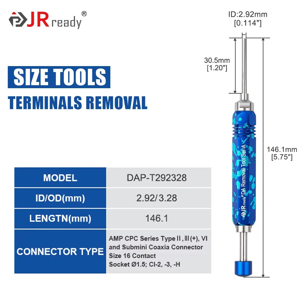 JRready Terminal Extractor Tool For HARTING/TE&AMP 4.2/6.35/2.13/CPC&Molex&Delphi Weatherpack&Amphenol RT360 Series Connectors