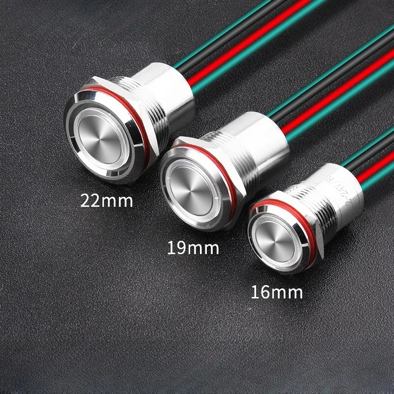 16 19mm Metal Pushbutton Switch High Current 10A Outdoor IP68 Self-Locking Reset Waterproof Start Power Button