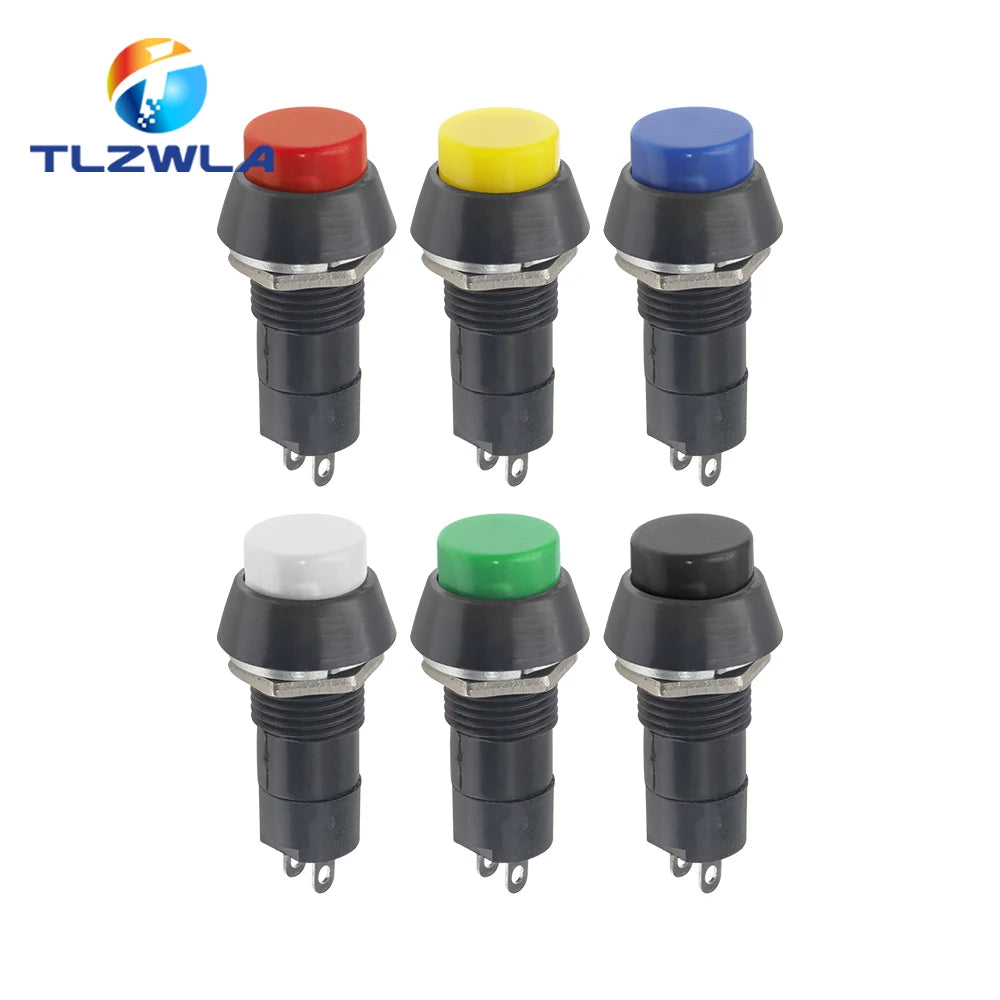 10PCS PBS-11A 12mm self-locking Plastic Push Button Switch Latching Switchs 1A 250V AC 2PIN PBS-11B